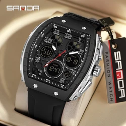 Sanda Brand's New Electronic Watch Digital Multifunctional Fashion Trend Men's Watch Silicone Waterproof Alarm Clock Men 6157