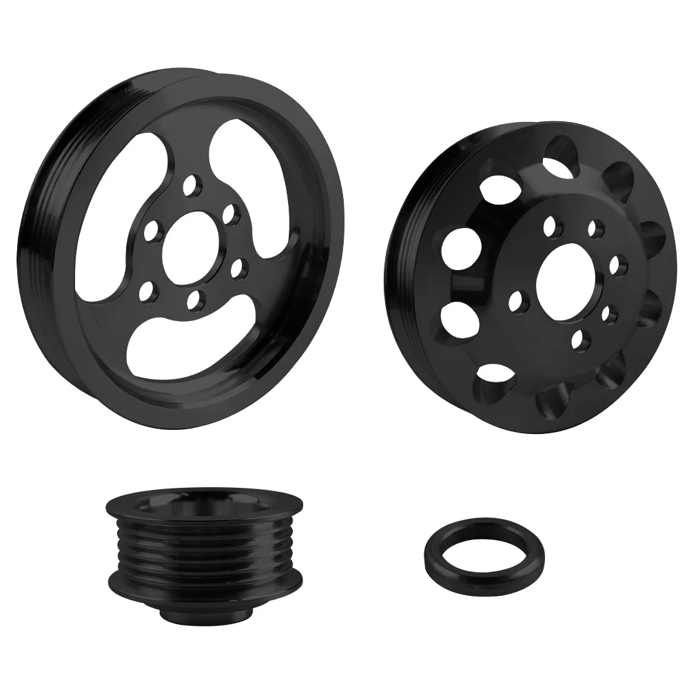 Aluminum Billet Crank Pulley Kit 3 Piece for 1.8T 2.0L Turbo For Golf GTI Jea 99-05 Crank 120mm Alt 62mm for ps 136mm
