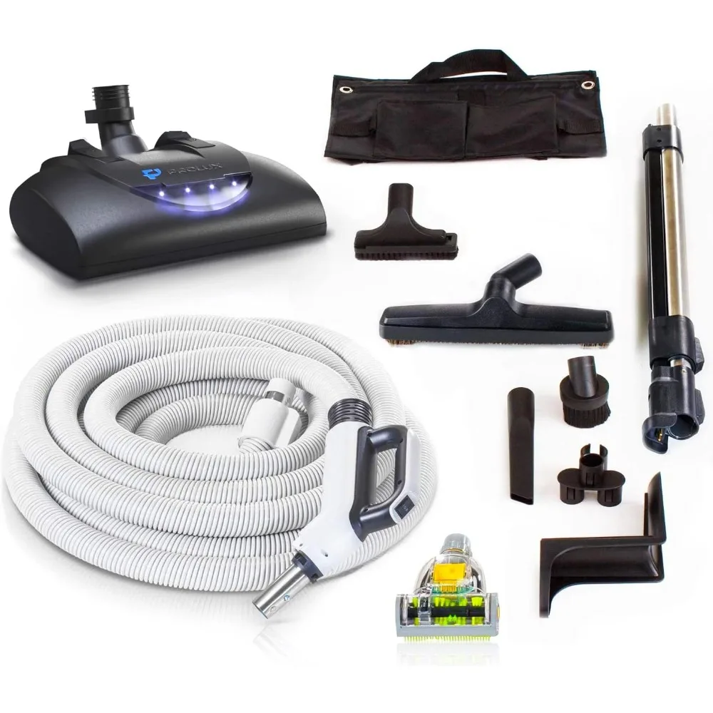 Premium 35 ft Universal Central Vacuum Hose Kit with Power Nozzle and Pigtail Connection – Central Vacuum Attachments