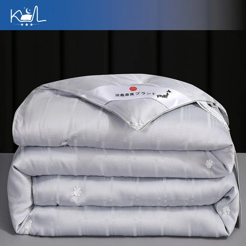 Mulberry Silk All Season Quilt, Modal Jacquard Lightweight Comforter for Spring Winter Summer, Breathable Duvet Insert