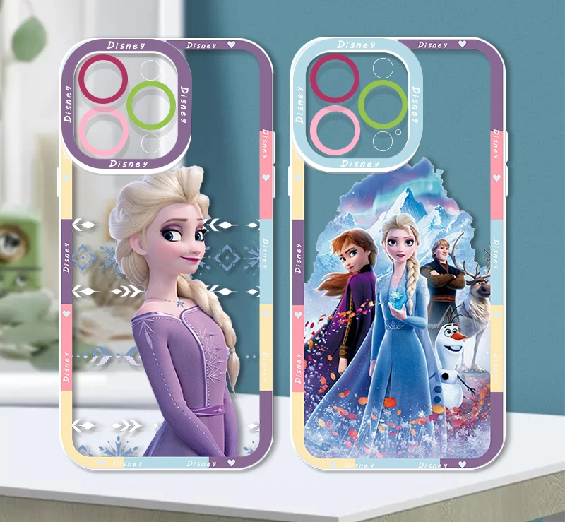 Disney Frozen princess Apple Case For iPhone 15 14 13 12 11 Mini XS XR X Pro MAX 8 7 6 Plus SE Angel Eyes Transparent