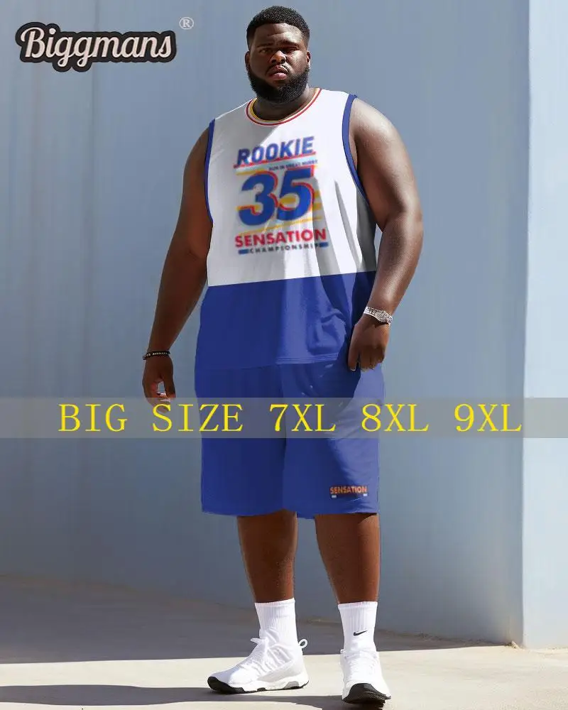 

Biggmans L-9Xl жилет размера плюс, комплект из двух предметов для летней спортивной одежды, большой баскетбольный костюм, шорты с блочным принтом 7XL 8XL 9XL