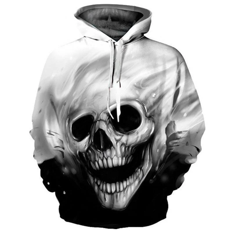 Skull 3D Print Gothic Hoodie Cool Streetwear Men Women Hip Hop Hoodies Oversized Pullover Hooded Sweatshirts Kids Tops Clothing