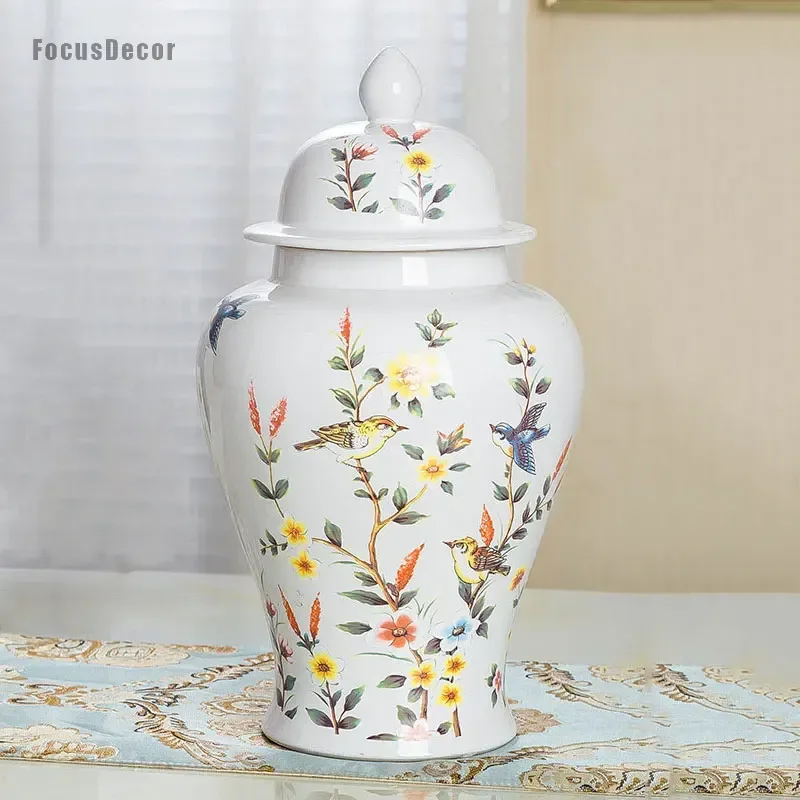 

Decorative Decorative Table Vase, High White Textured Ceramic Ginger Jar, Chinese Vases for Flowers, Gift for Weddings Party