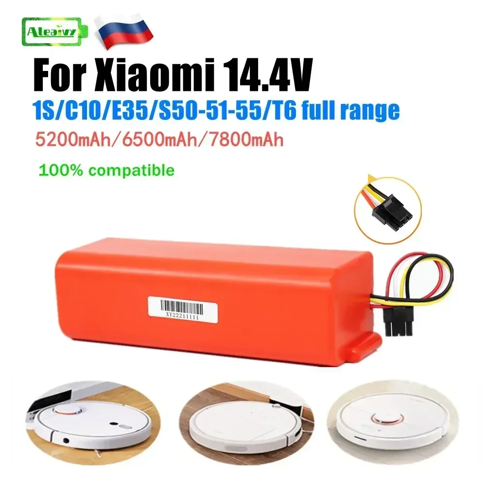 

ALEAIVY 14.4V 5200mAh 2P4S Robot Vacuum Cleaner Replacement Battery for Xiaomi Robolock 1S S55 S60 S65 S50 S51 S5 MAX S6 Parts