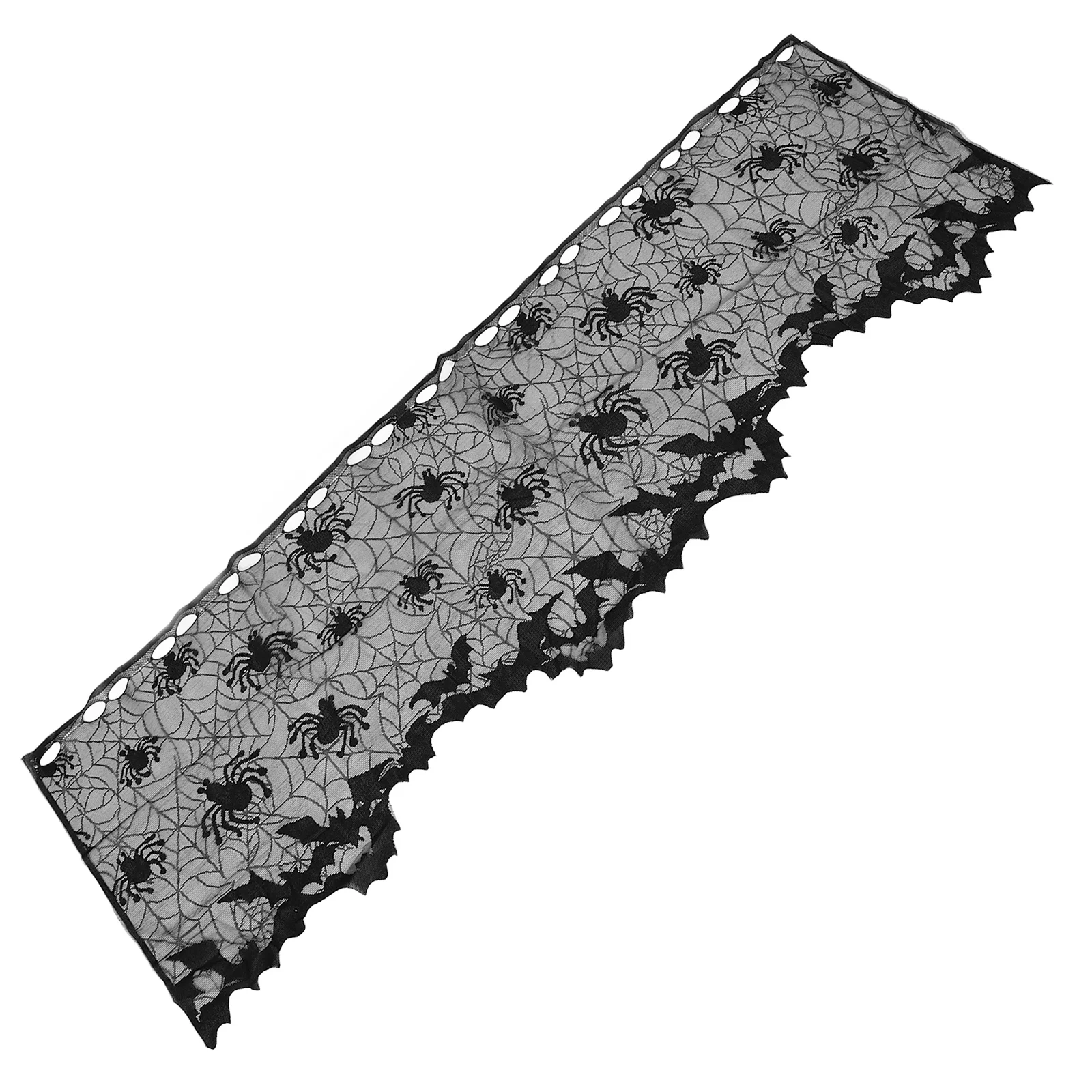 

Bat Black Lace Window Curtain Halloween Spider Web Decor Door Drape Lampshade Fireplace Cloth Bats Window Curtain