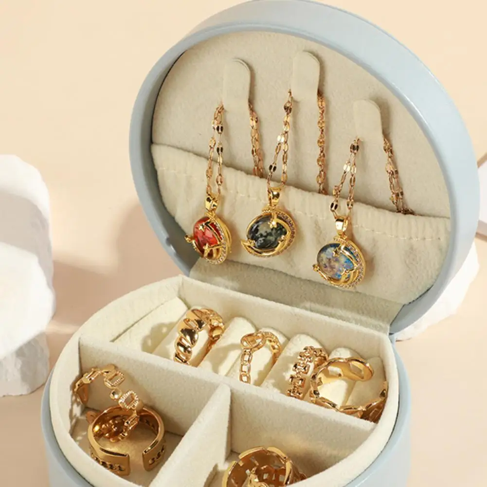 Portable Jewelry Storage Box with Handle Large Capacity Multiple Compartments Travel Jewelry Box Necklaces Rings Organizer