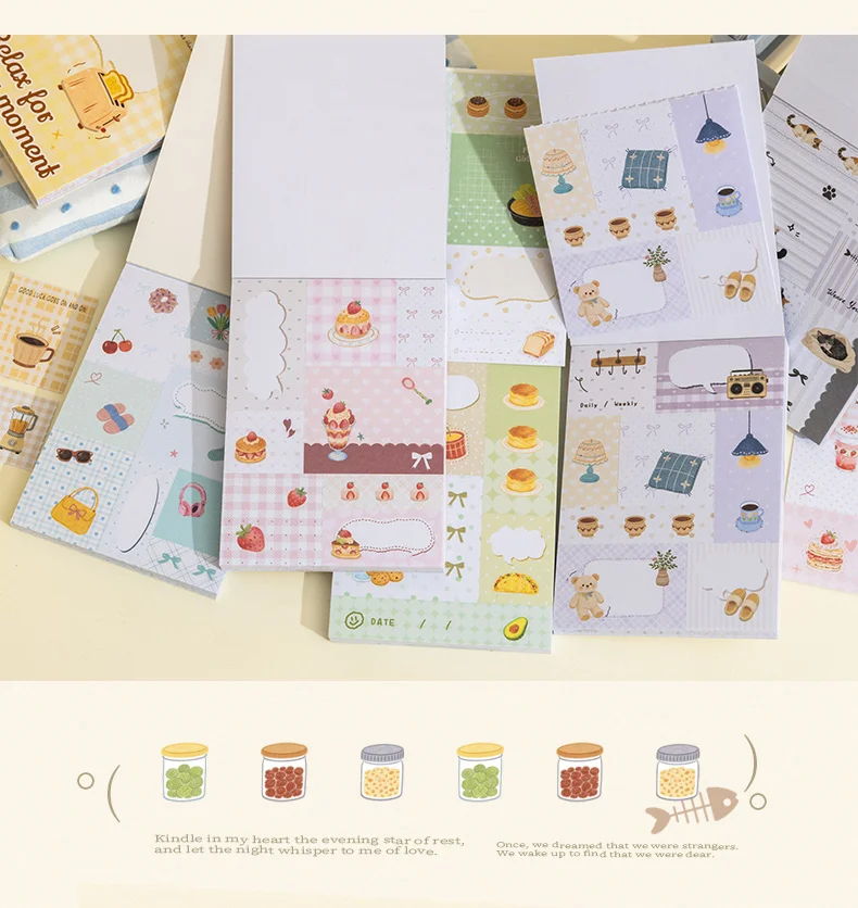 Journal GOo 30 Stück Relax for A Moment Niedliche Freizeit-Lebenssituationen Katze Kaffee Kuchen Landschaft Aufkleberbuch DIY Journal Scrapbooking Material – Detail 6