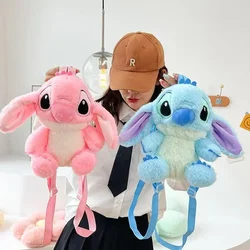 New Disney Cartoon Plush Backpack Kawai Stitch Doll Shoulder Bag Autumn And Winter Style Children's Schoolbag Kindergarten Gifts