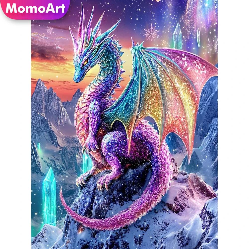 Momoart 5D DIY Diamond Mosaic Dinosaur Animal Full Square Round Diamond Painting Dragon Picture Rhinestones New Year's Gift