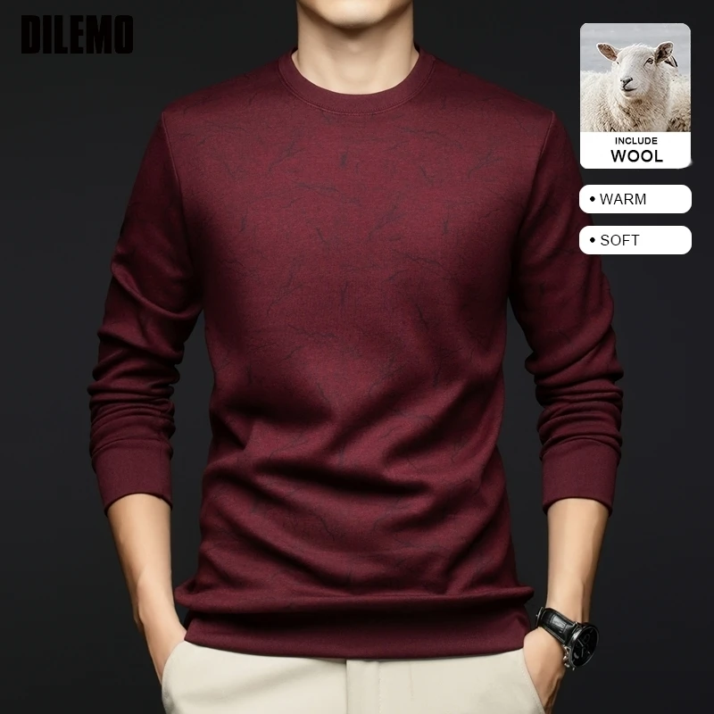 Top Grade Wool+Mulberry Silk New Brand Casual Fashion Street Crewneck Pullover Velvet Hoodies Sweatshirts Men's Clothing