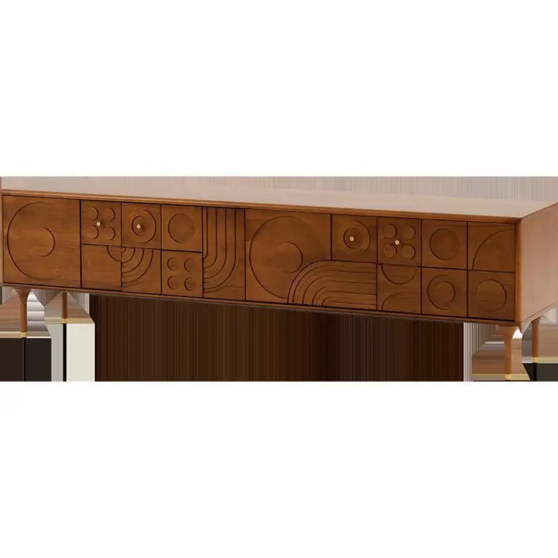 

Nordic solid wood TV cabinet, medieval retro style, four doors