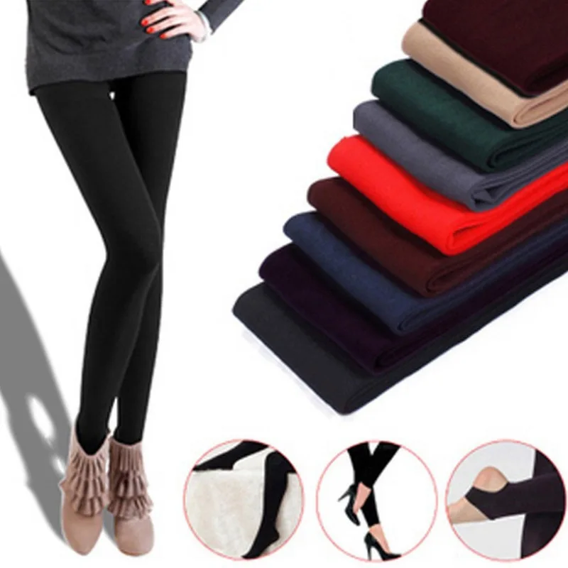 Leggings Frauen Hosen Stretch Weibliche Dünne Fleece Trampeln Füße Leggings Hohe Elastizität Legging Herbst Winter Dicke Warme