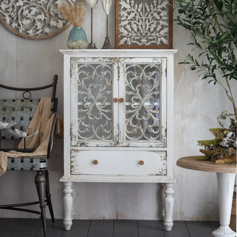 American retro old carved glass chest