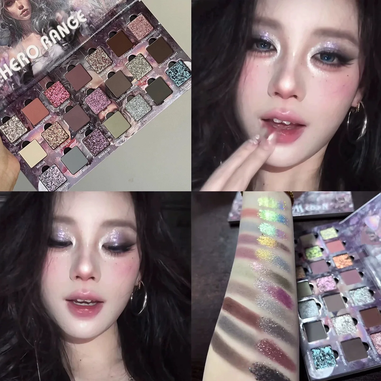 Paleta Cieni do Powiek HERO RANGE Purple 21 Cold Moon Earth Color, Codzienny Brokat, Efekt Flash, Szary Smoke, Wodoodporny