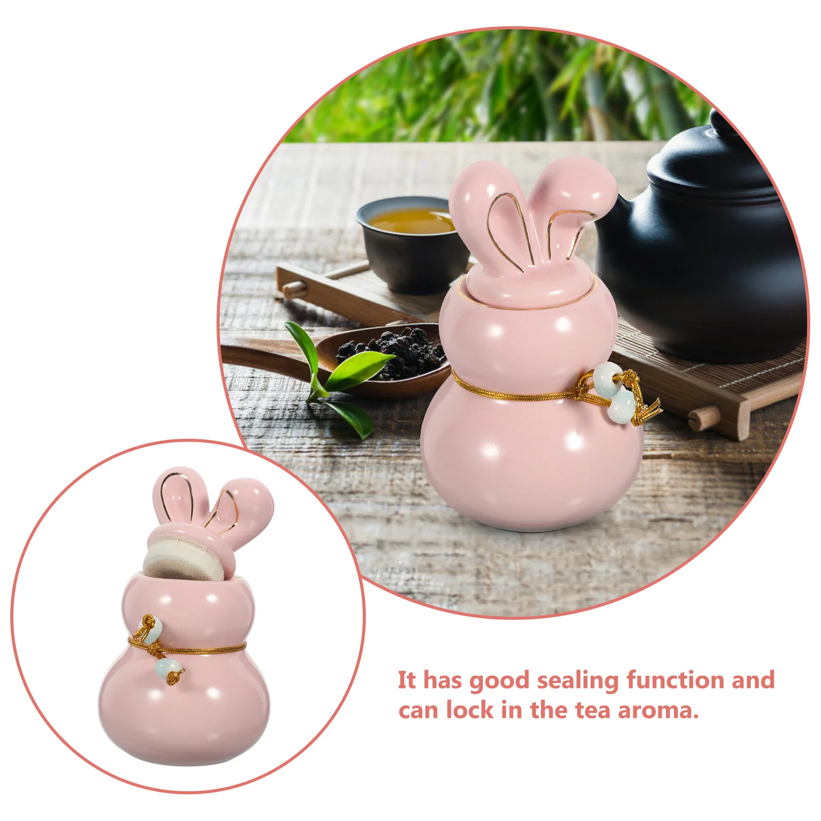 

Ceramic Tea Jar Adorable Rabbit Sealed Canister for Loose Tea Coffee Bean Kitchen Small Storage Jar Small Candy Canister