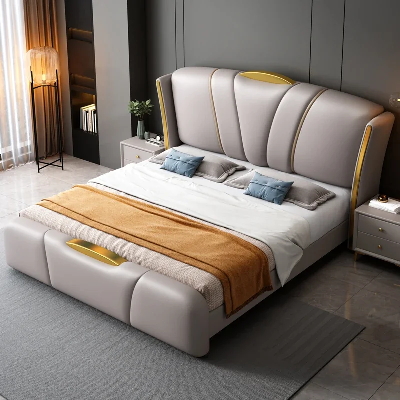 Nordic Luxury Kids Double Bed Modern High End Headboard Twin Double Bed Girl Sleeping Cama Matrimonio Furniture For Bedroom