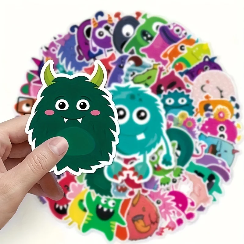 Paquete de 50 pegatinas creativas impermeables para equipaje de monstruo, maleta de viaje, ordenador portátil, pegatinas decorativas de dibujos animados