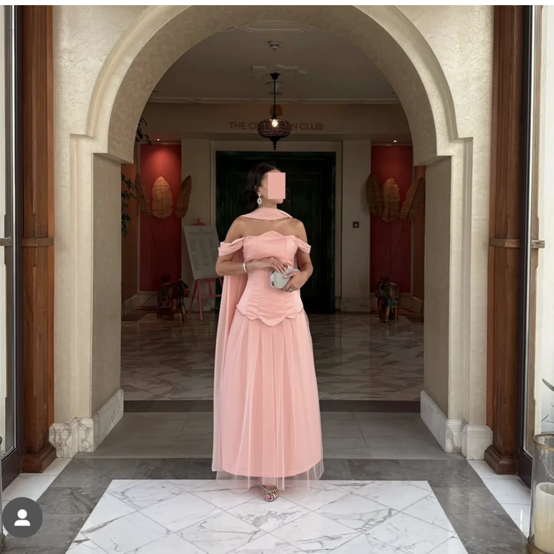 

Lena Gala Dress Shawl Prom Clothes Pink Women's Evening Dress Woman Custom Made Line A Elegant Dresses for Special Event 2025