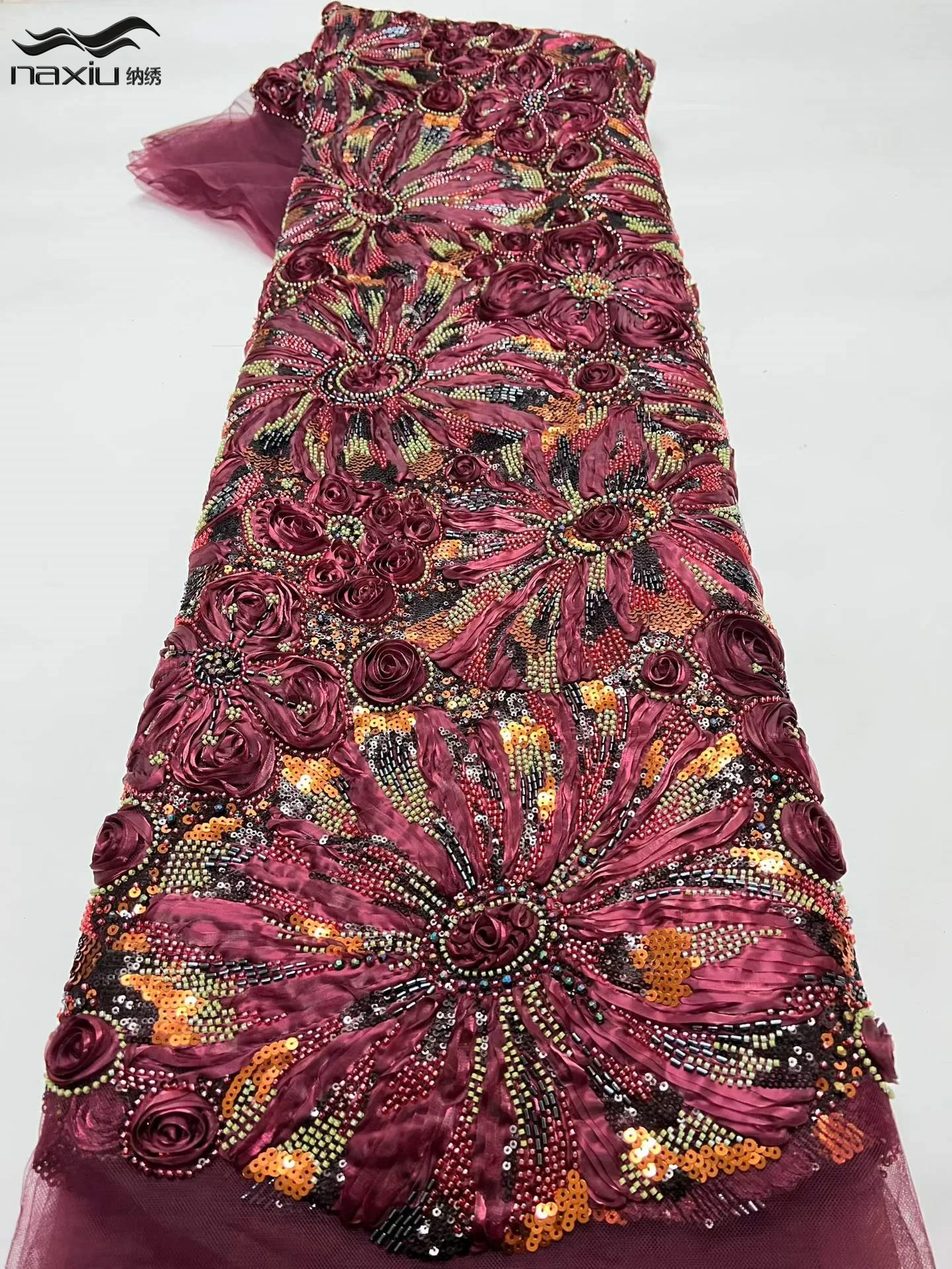 

Madison Luxury African Nigerian 3D Groom Lace Fabric 2026 High Quality With Sequins Embroidery French Lace Fabric For Dress