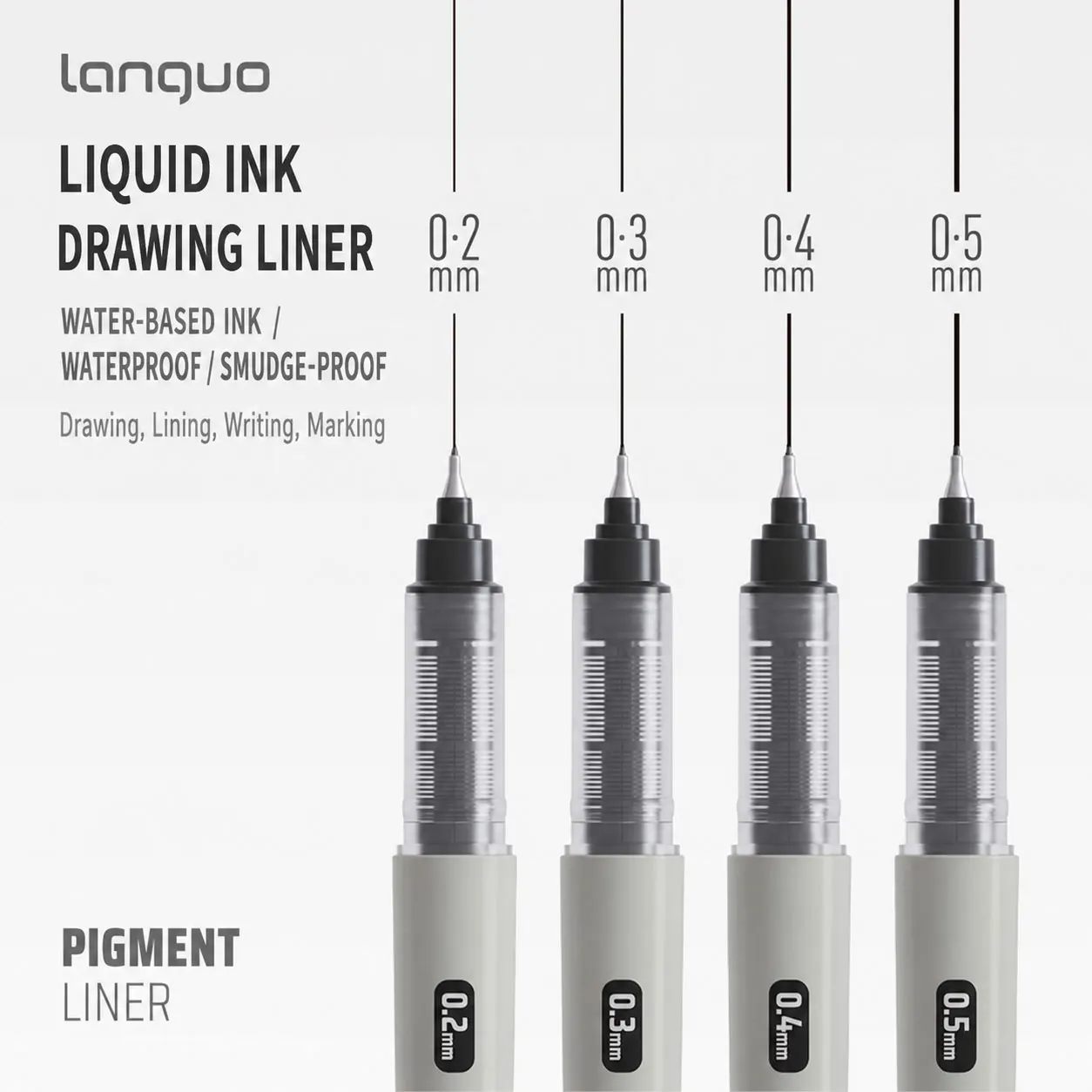 6 Pcs Waterproof Fineliner Pens 0.2mm Black Pigment Ink Micro Technical Drawing Pen Outline Marker for Manga Sketch Art Supplies