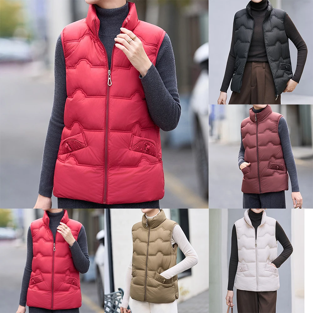 سترة نسائية قطنية مقاس كبير سترة رفيعة بدون أكمام فضفاضة مع أكتاف مبطنة دافئة للحفلات غير الرسمية وملابس الطقس البارد #6