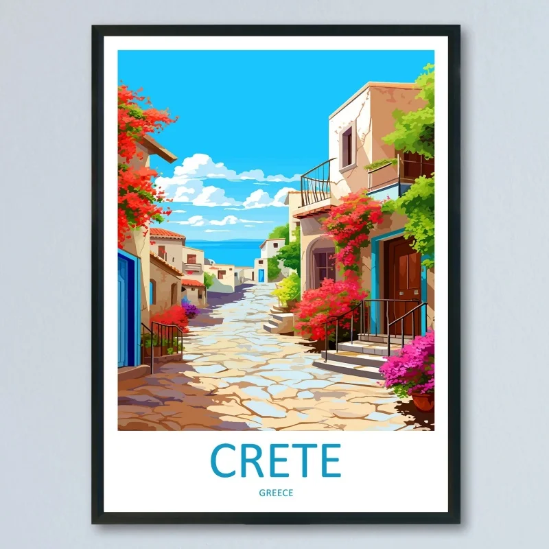 Nordic Retro Holiday Greece Travel City Crete Tourism Picture for Room Living Canvas Painting Print Art Home Wall Decor Poster