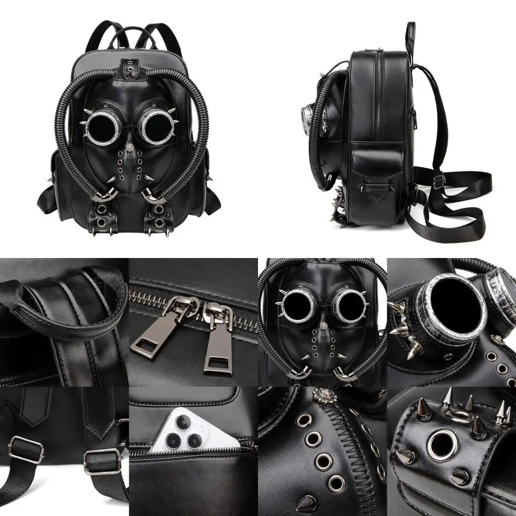 

D46D PU Кожаные рюкзаки Punk Brivets Travel Bagpack College/School Bags Sackbers School Computer Bagc