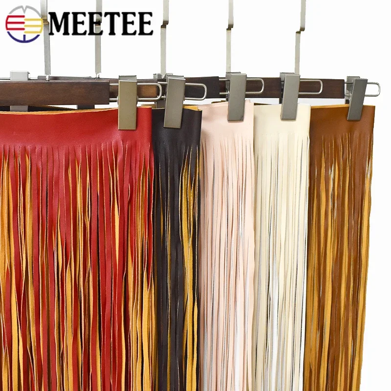 1Pc Meetee 66*50/70cm Leather Suede Fringe Tassel Lace Trim Colored Long Fringes Ribbon Clothing Dress Jacket Sewing Accessories