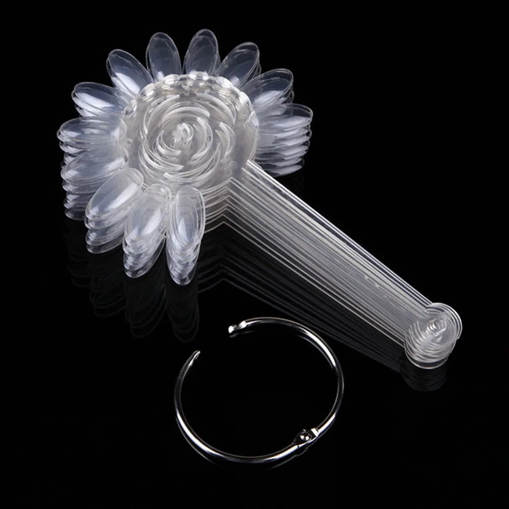 2Pcs 120 Tips Nail Art Display Board ABS Practice Demo Window Nail Polish Display Rack Split Ring Holder Natural Transparent