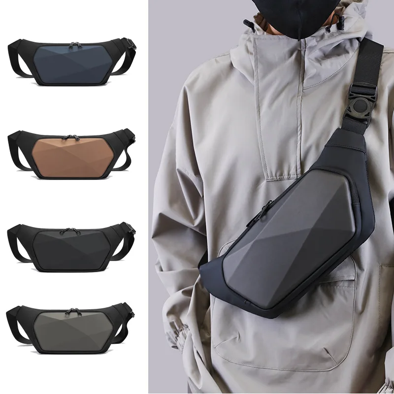 Bolso de pecho impermeable para hombre, bandolera de concha dura con correa para el hombro, Mochila pequeña para viaje, riñonera