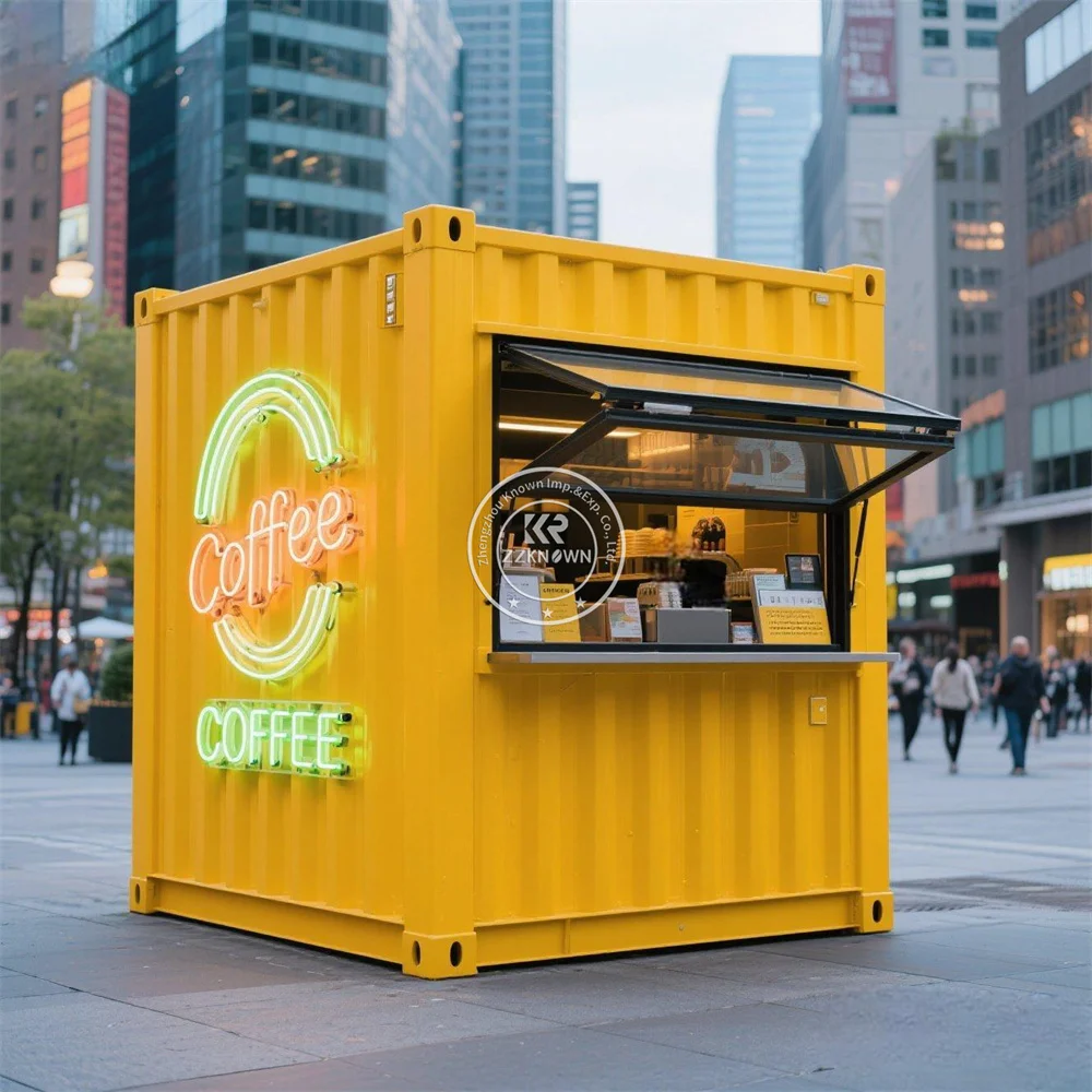 

Custom Modern Design Prefabricated Bar Container Coffee Kiosk Magic House With Flap Windows Outdoor Container Cafe Shop