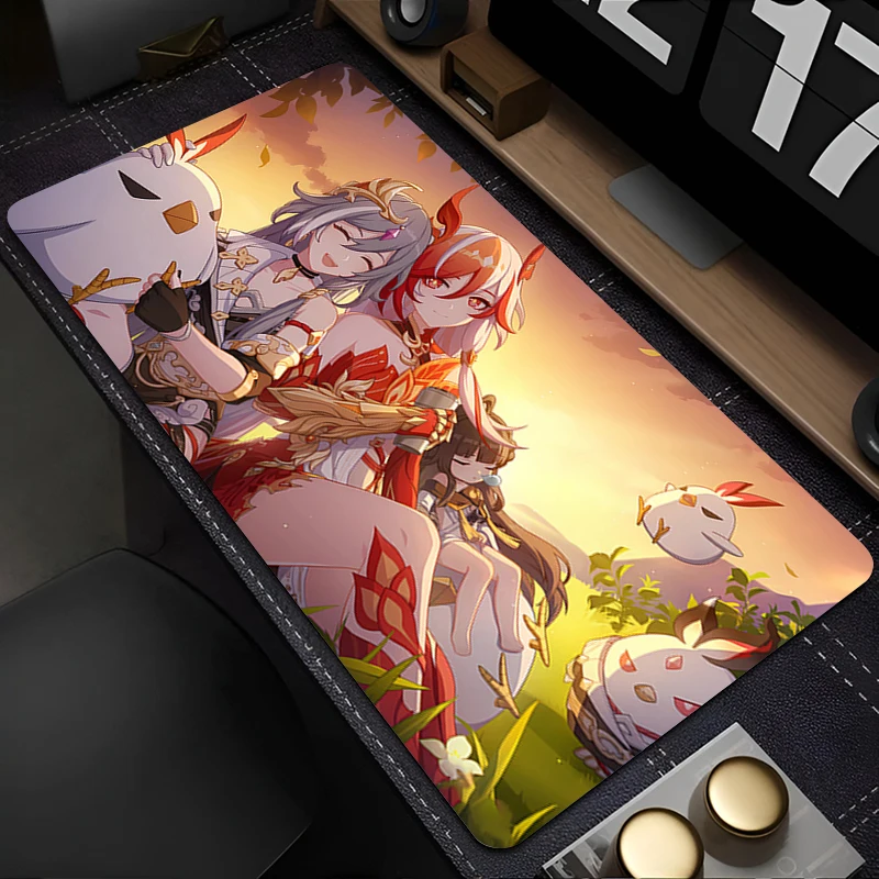 Tapis de souris pour ordinateur portable, Anime, h-honkai Impact 3, accessoires de bureau, pour clavier, tasse en caoutchouc, doux, grand tapis de bureau