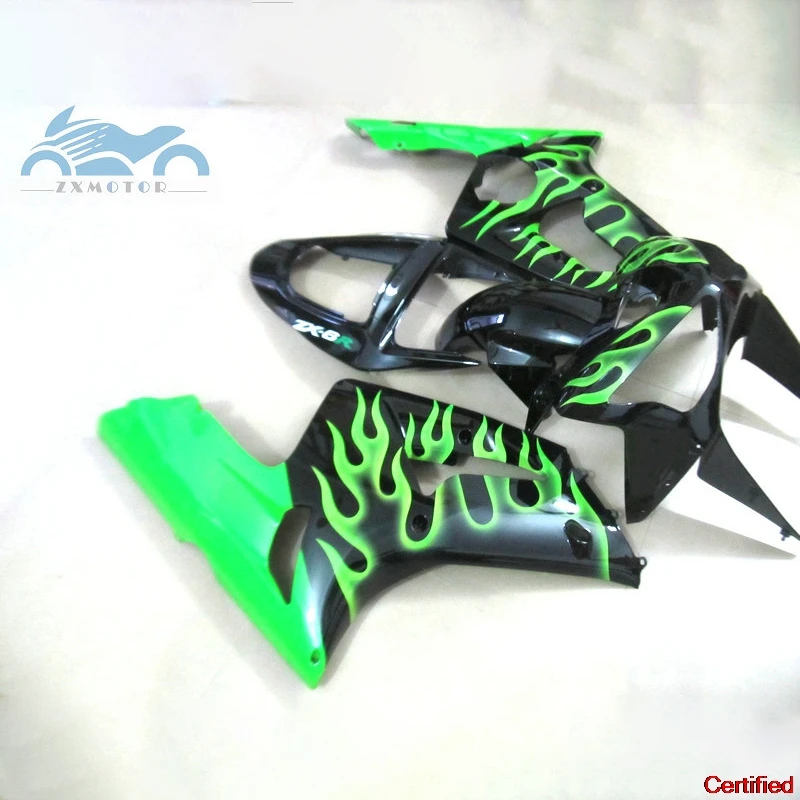 Injection fairings kit for Kawasaki 2003 2004 Ninja ZX6R plastic fairing kits ZX 6R ZX636 03 04 green flames
