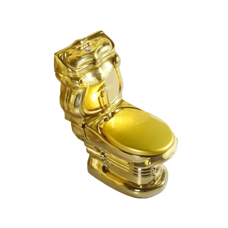 luxury sanitary ware golden color bathroom set wc two piece toilets gold ceramics