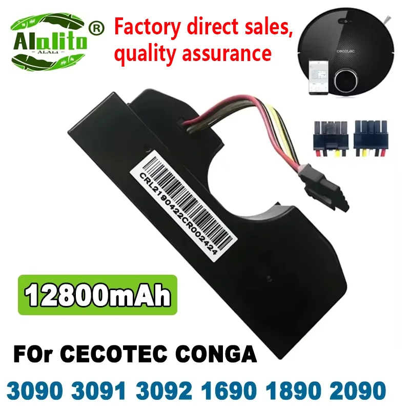 Original 12800mAh Battery Pack for CECOTEC CONGA 3090 CONGA 3091 CONGA 3092 Fits 05173 6800mAh / 44.40Wh 14.8V Li-ion