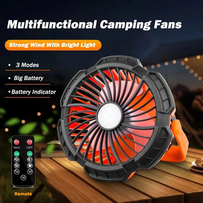 

1 шт. новый уличный вентилятор с дистанционным управлением для кемпинга, ночной рыбалки, светодиодный светильник, подвесной светильник с зарядкой через USB, светильник для палатки, офисный вентилятор