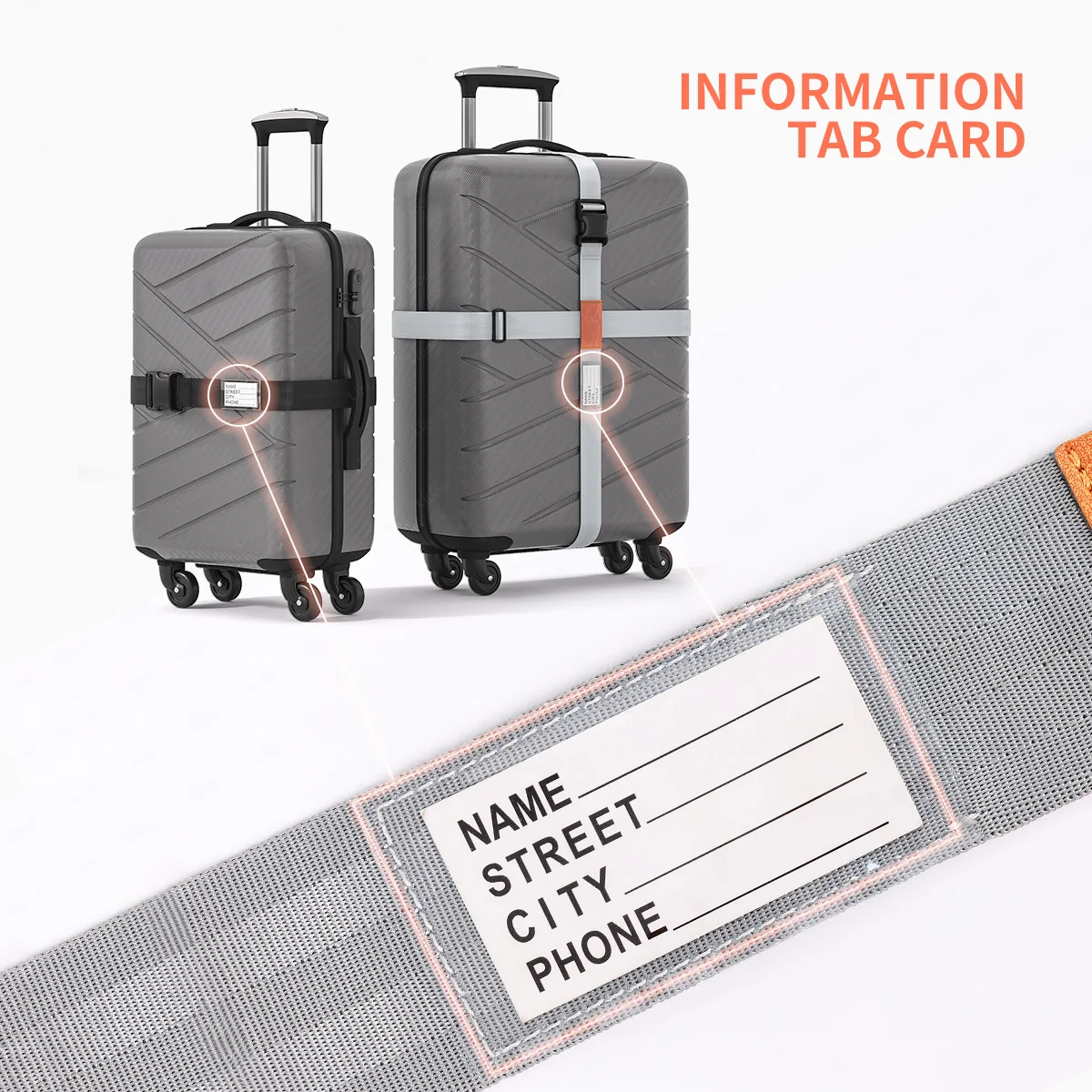 Luggage Straps with Secure Lock Durable Nylon Belt with Tag for Travel Suitcase Compatible with 20-34inch Trunk Adjustable Strap