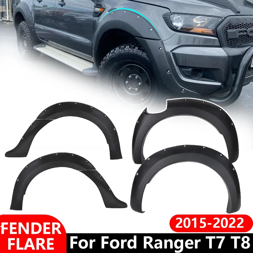 Offroad Pickup Wheel Arch Fender Flare For Ford Ranger T7 T8 2015-2022 Wildtrak  XLT XL Double Cab Mudguard Mud Protective Trim 