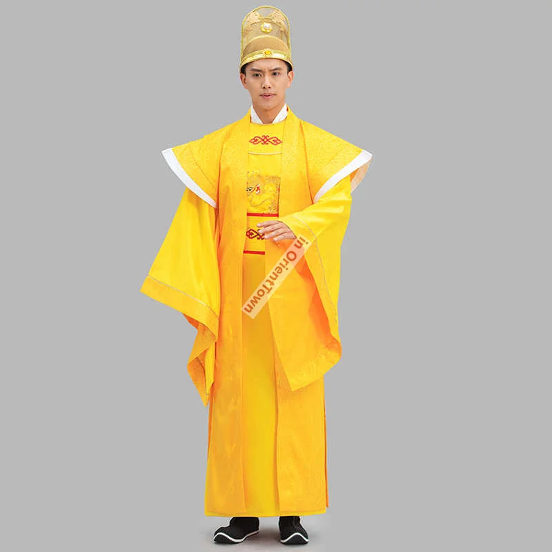 China Tang Dynasty Emperor Costume Li Shimin Performance Yellow Robe Film TV Movie Drama Xi'an Ancient City Royal Dragon Gown view 5