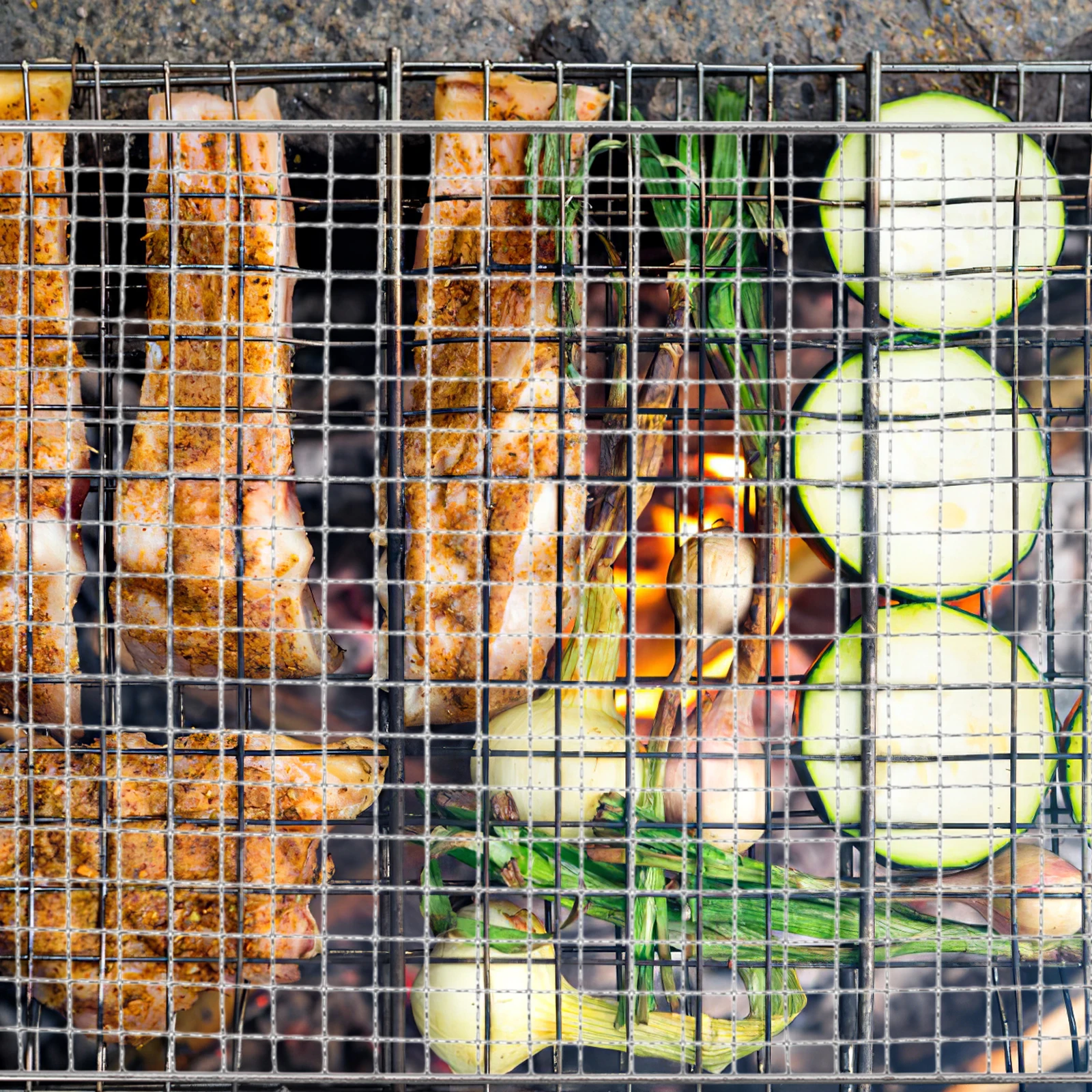 

2pcs 44X26CM Stainless Steel BBQ Mesh Food Nets for Outdoor Barbecue Rack Grilling Home Baking Tool Heat Resistant