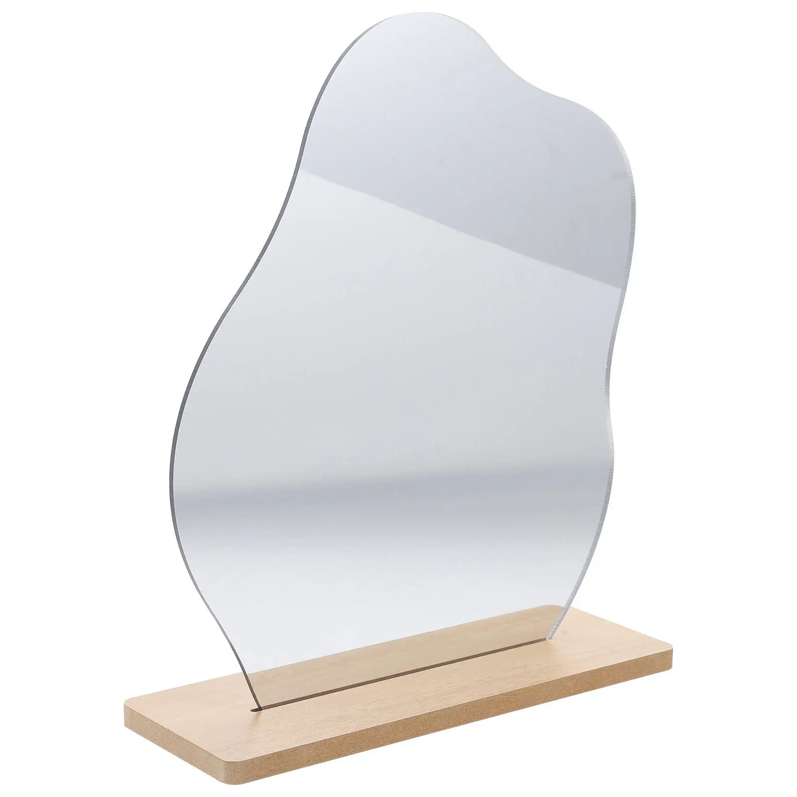 

1Set Cloud Mirror Aesthetic Desk Makeup Mirror Irregular Shape Wooden Stand Portable Desktop Vanity Desktop Mirrors