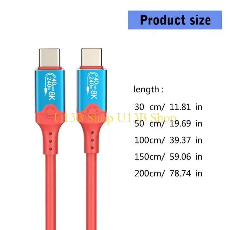U13B USB4 Cable 40Gbps High Speed Data Transfer 240W USB C to USB C Cable Charging