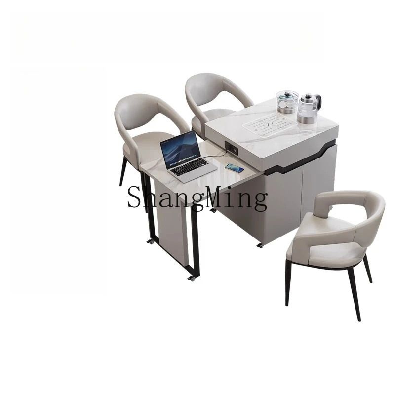 

FG balcony rock slab retractable tea table light luxury modern high sense small simple mobile tea table