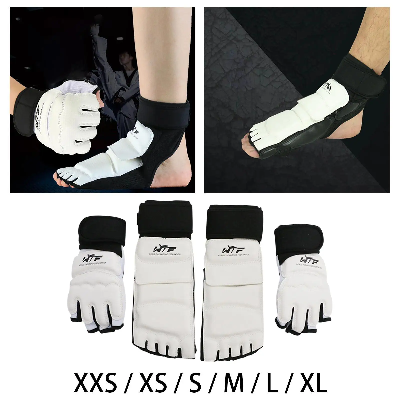 

Taekwondo Hand and Foot Protector Half Finger Gloves Shock Absorption Sparring Gear for Sanda Kickboxing Kung Fu TKD Punch Bag