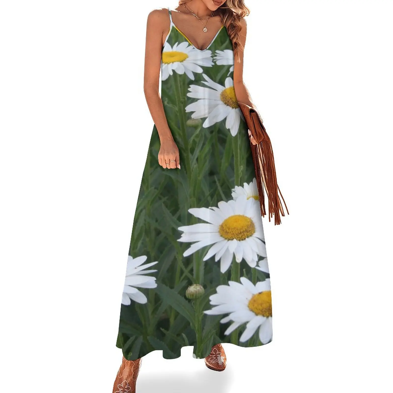

Shasta Daisy Floral Landscape Sleeveless Long Dress evening dresses luxury 2025 Women dresses summer luxury dress Dress