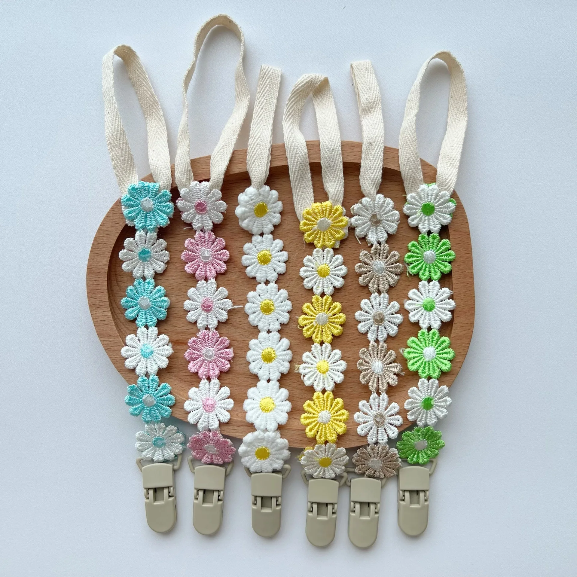 

Милая детская соска-цепочка с защитой от падения, детский прорезыватель, зажим для прорезывания зубов, маленькая ромашка, ремешок для соски, зажим для прорезывания зубов