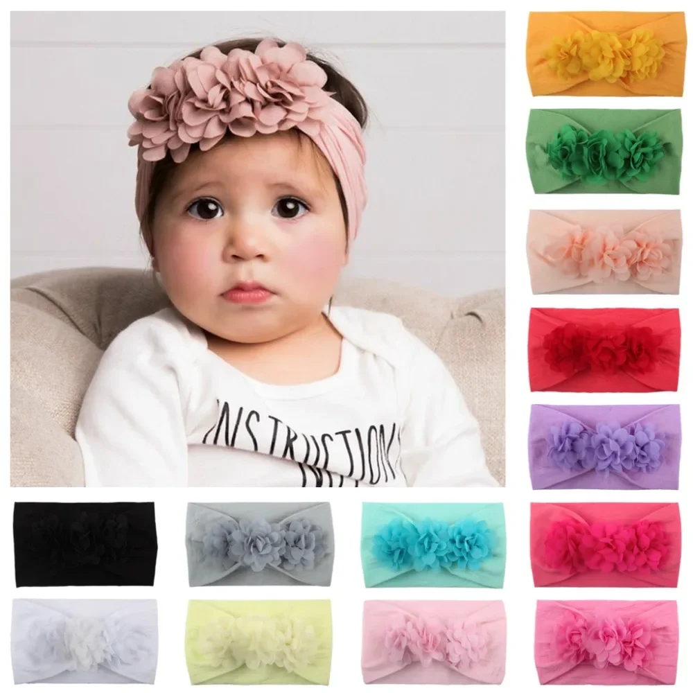 

Baby Girl Headbands 3D Flower Kids Toddler Bow Hairband Headband Big Floral Elastic Hair Bands Head Wrap Baby Hair Accessories