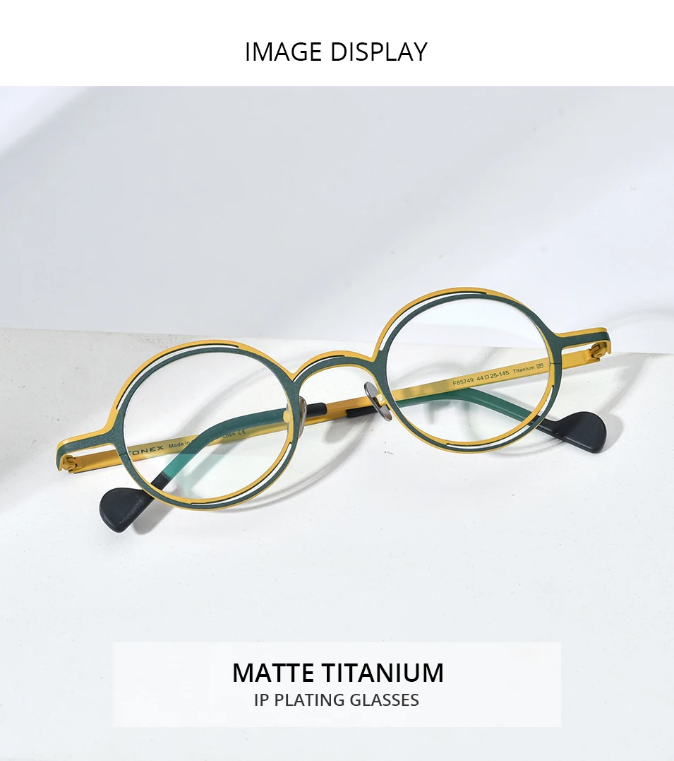 FONEX Titan Brillengestell Damen 2025, neue Mode, Markendesign, Retro, Vintage, runde Brillen, Herren, ultraleichte Brillen 85774 – Detail 12