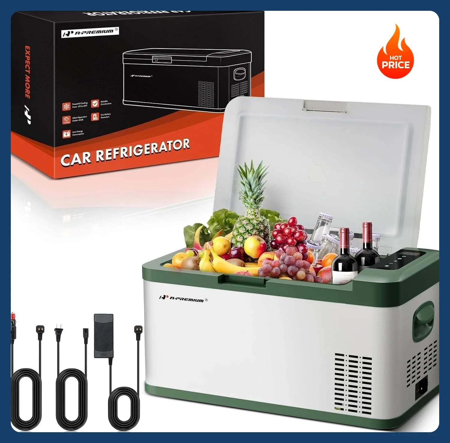 

[Free Shipping!]12 Volt Refrigerator 21QT/20.1L Portable Car Fridge Cooler, -4°F~68°F Portable Freezer Fast Cooling with 12/24V